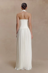 Stacie Pleated Halter Maxi Dress - Ivory